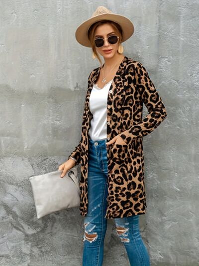 Blue Zone Planet |  Leopard Button Up Long Sleeve Cardigan BLUE ZONE PLANET