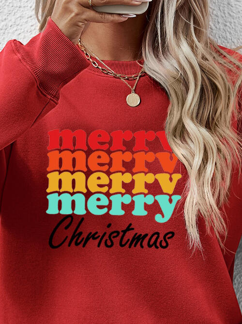 MERRY CHRISTMAS Graphic Long Sleeve Sweatshirt BLUE ZONE PLANET