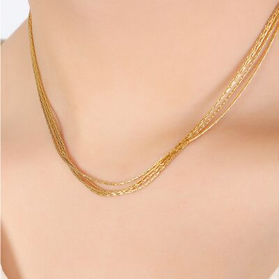 18K Gold-Plated Multi-Layer Clavicle Chain Necklace-PENDANTS-[Adult]-[Female]-Gold-One Size-2022 Online Blue Zone Planet