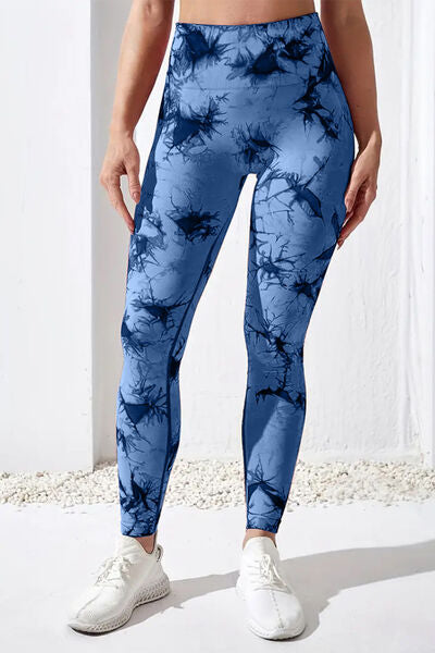 Printed High Waist Active Pants BLUE ZONE PLANET