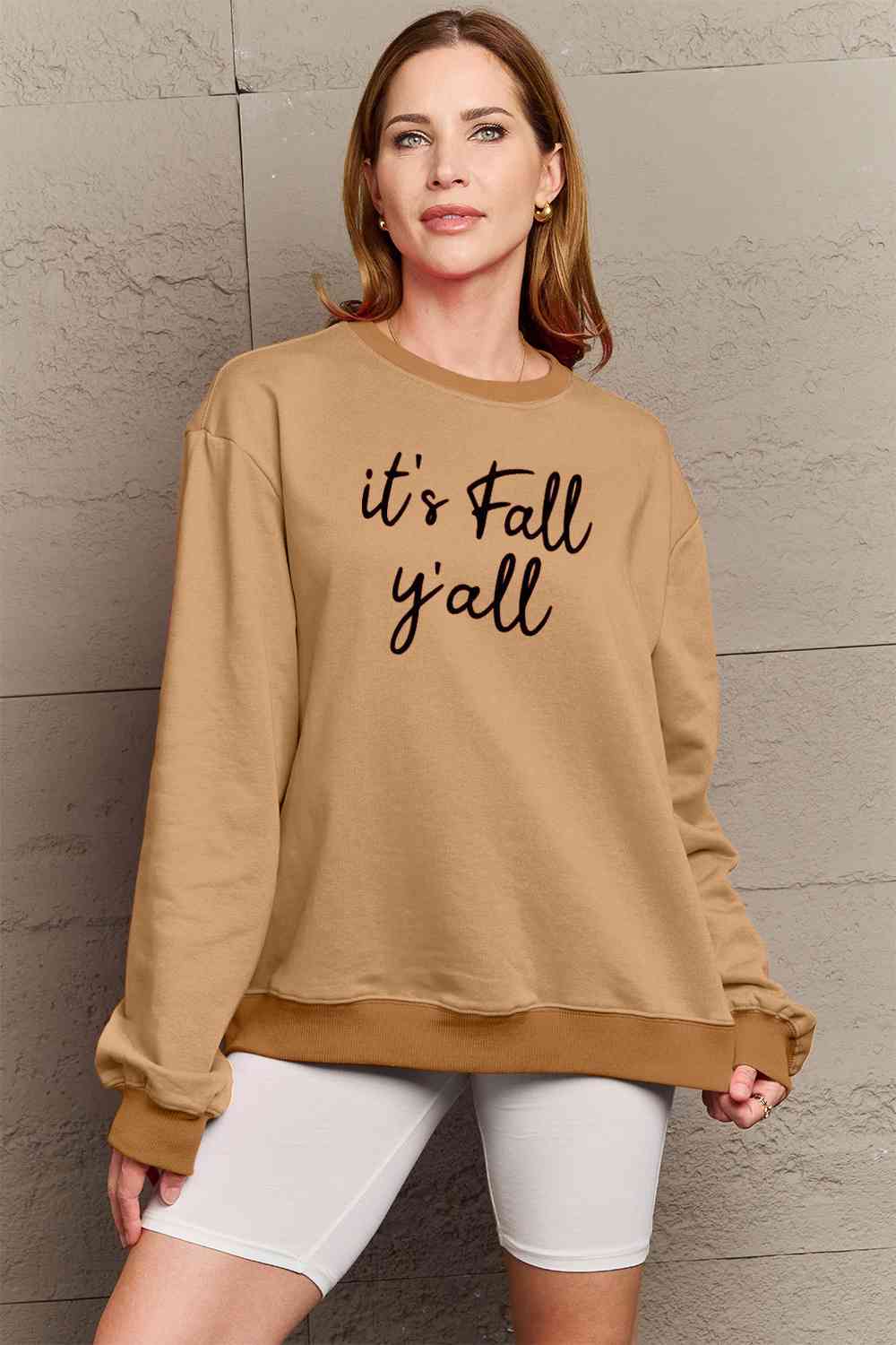 Simply Love Full Size IT'S FALL Y'ALL Graphic Sweatshirt BLUE ZONE PLANET