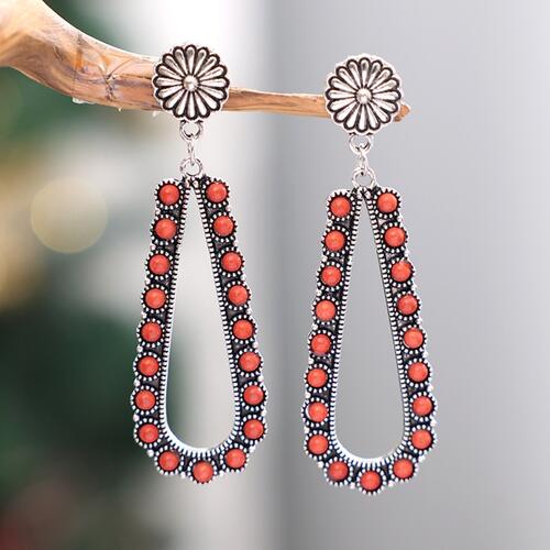 Alloy Beaded Teardrop Earrings BLUE ZONE PLANET