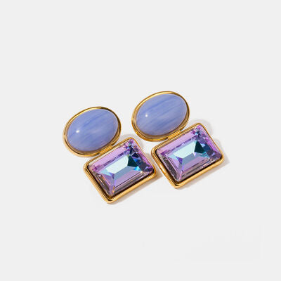 Geometric Stainless Steel Earrings-EARRINGS-[Adult]-[Female]-Lavender-One Size-2022 Online Blue Zone Planet