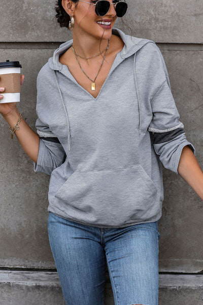 Drawstring Pocketed Dropped Shoulder Hoodie-TOPS / DRESSES-[Adult]-[Female]-2022 Online Blue Zone Planet