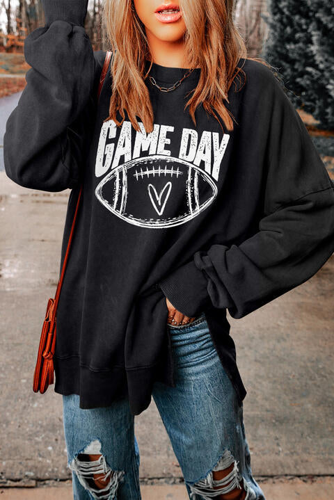 GAME DAY Graphic Slit Sweatshirt BLUE ZONE PLANET