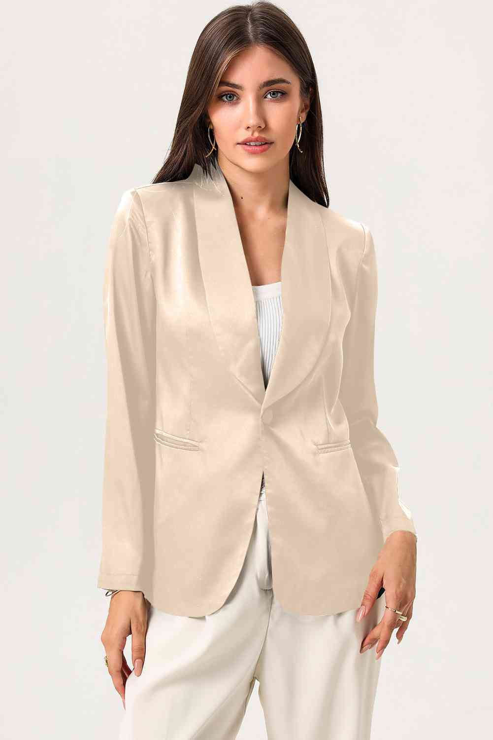 Long Sleeve Shawl Collar Blazer BLUE ZONE PLANET