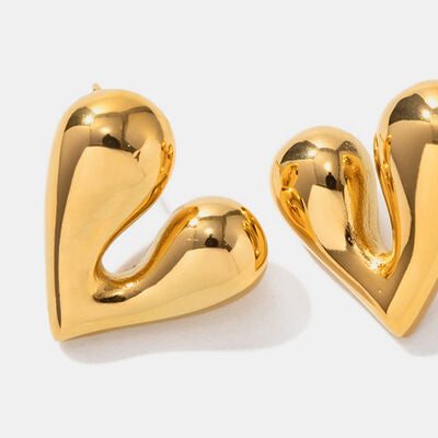 Heart Shape Stainless Steel Stud Earrings-EARRINGS-[Adult]-[Female]-2022 Online Blue Zone Planet