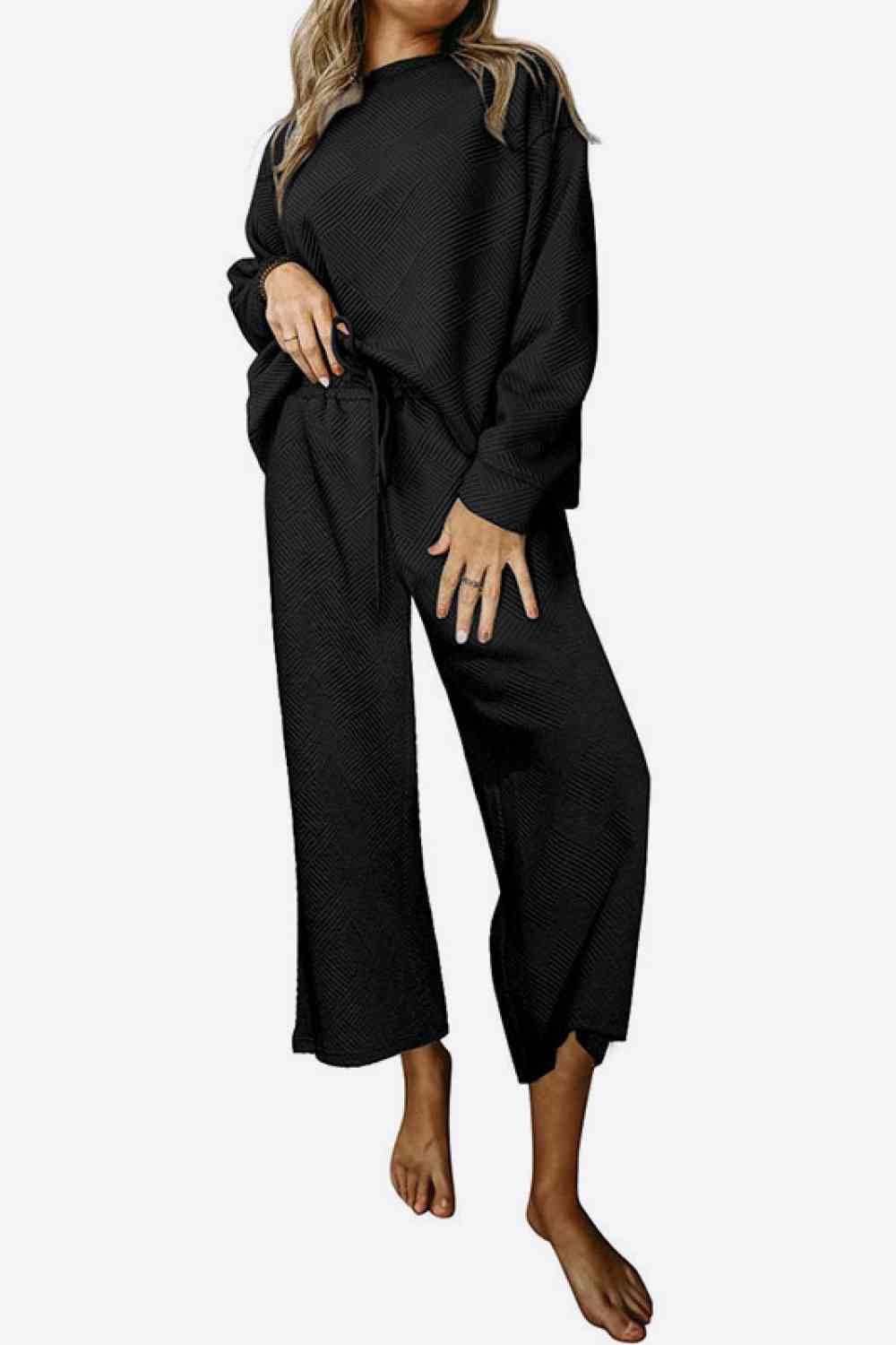 Dropped Shoulder Top and Pants Set Trendsi