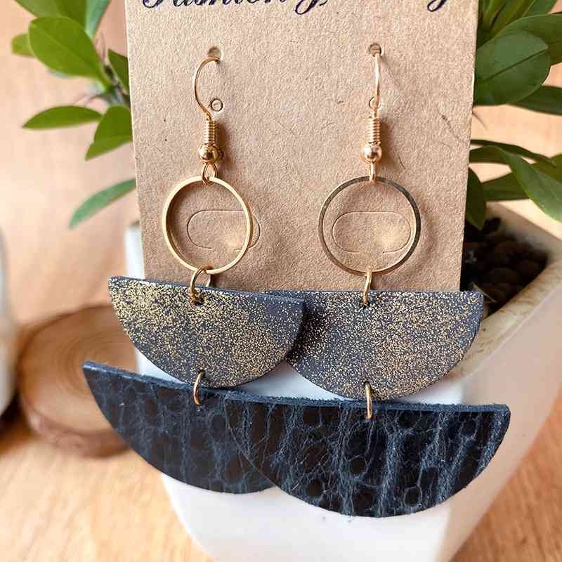 PU Semicircle Drop Earrings BLUE ZONE PLANET