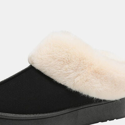 Blue Zone Planet |  Furry Chunky Platform Slippers BLUE ZONE PLANET
