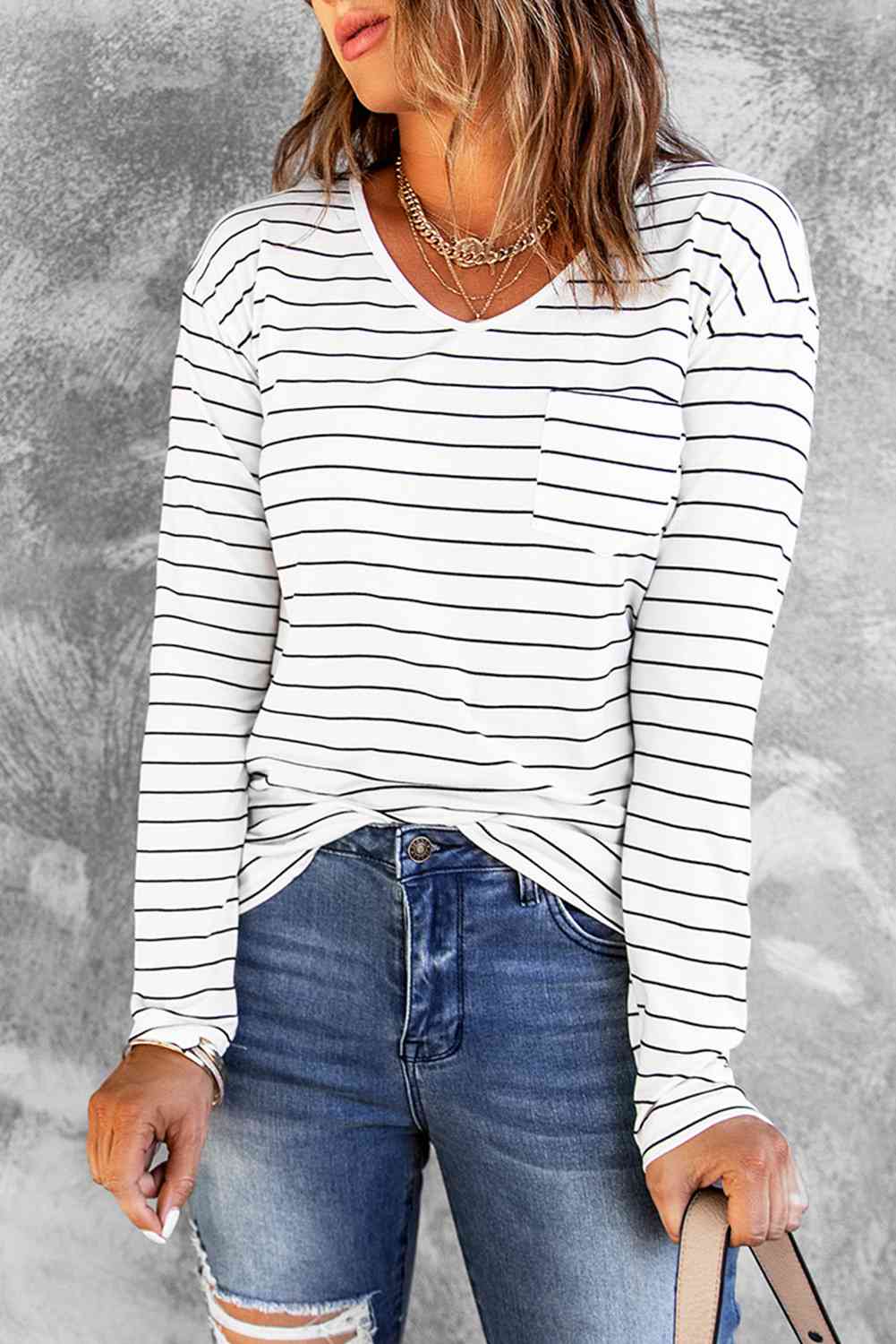 Striped Long Sleeve T-Shirt BLUE ZONE PLANET