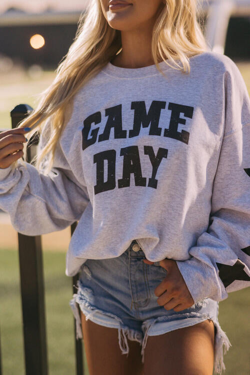 GAME DAY Long Sleeve Round Neck Sweatshirt BLUE ZONE PLANET