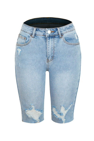 Blue Zone Planet |  Distressed Pocketed Denim Shorts BLUE ZONE PLANET