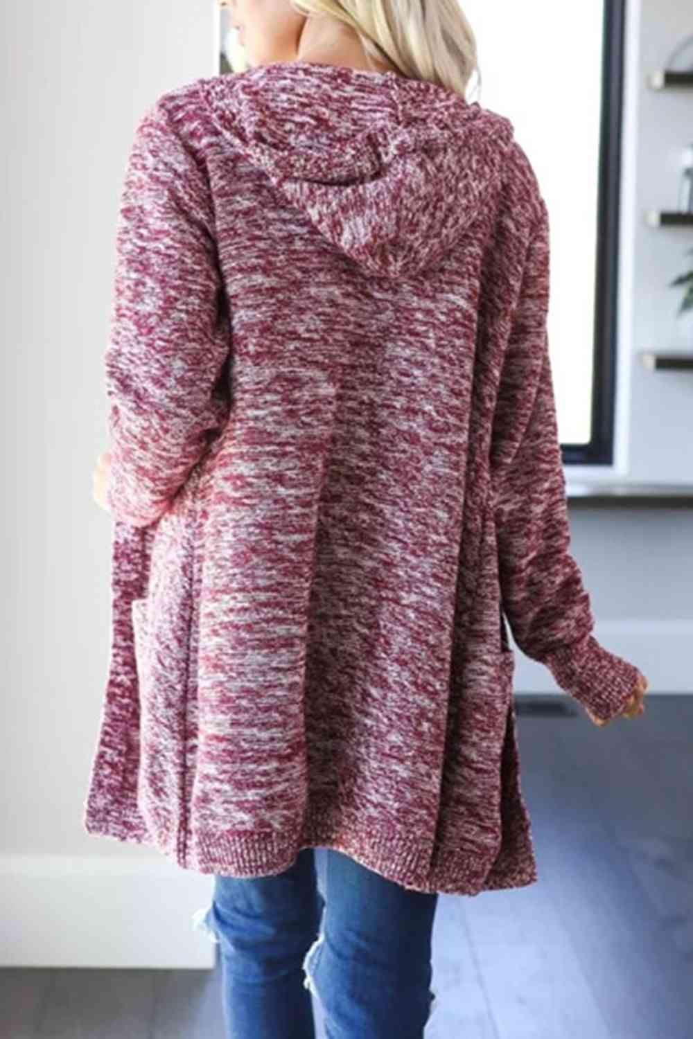 Heathered Open Front Cardigan with Pockets BLUE ZONE PLANET