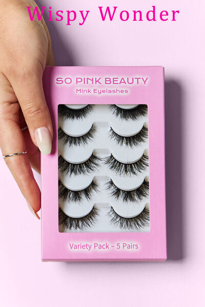 SO PINK BEAUTY Mink Eyelashes Variety Pack 5 Pairs Trendsi