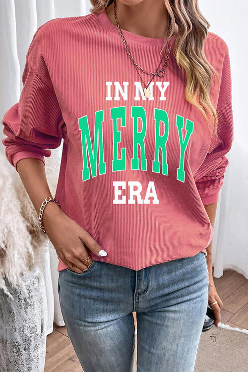 IN MY MERRY ERA Graphic Corded Sweatshirt BLUE ZONE PLANET