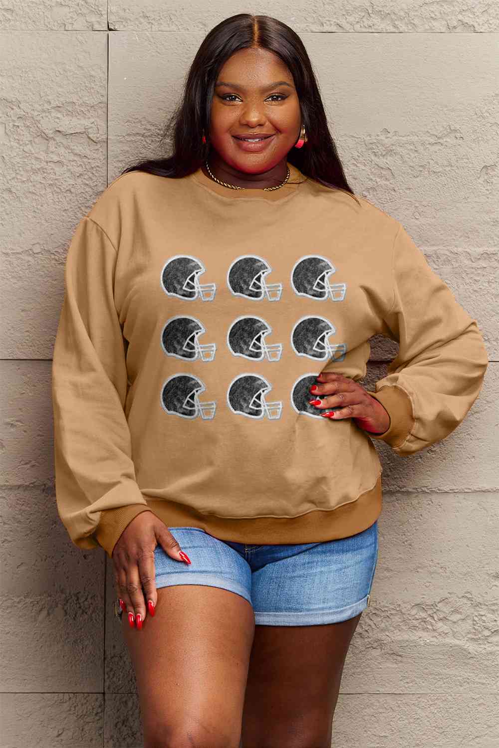 Simply Love Full Size Graphic Round Neck Sweatshirt BLUE ZONE PLANET