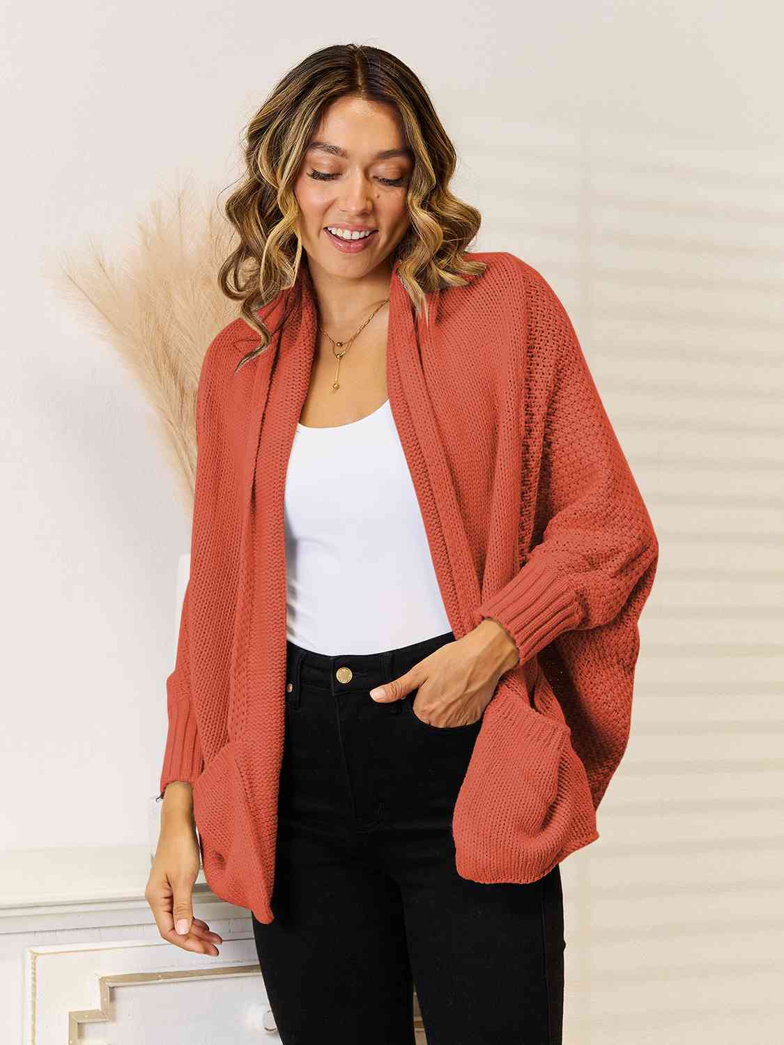 Open Front  Cardigan with Pockets BLUE ZONE PLANET