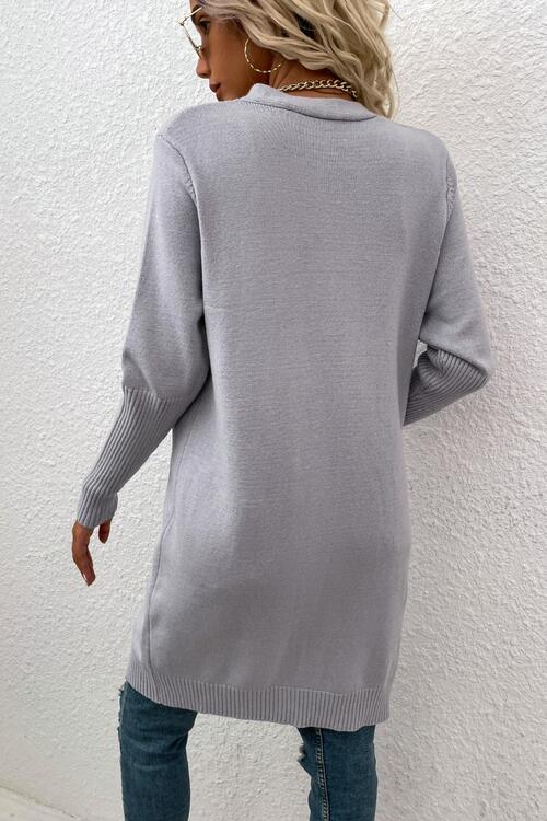 Open Front Long Sleeve Cardigan with Pockets BLUE ZONE PLANET