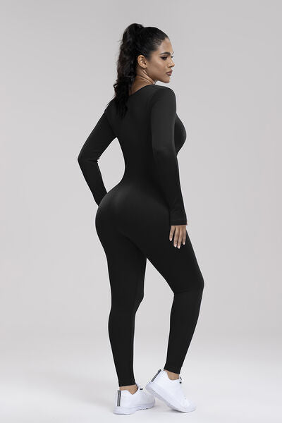 Square Neck Long Sleeve Active Jumpsuit-TOPS / DRESSES-[Adult]-[Female]-2022 Online Blue Zone Planet
