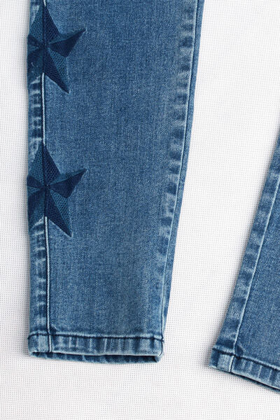 Star Pattern Skinny Jeans BLUE ZONE PLANET