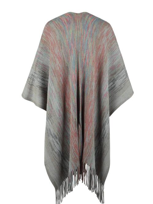 Heathered Fringe Hem Poncho BLUE ZONE PLANET