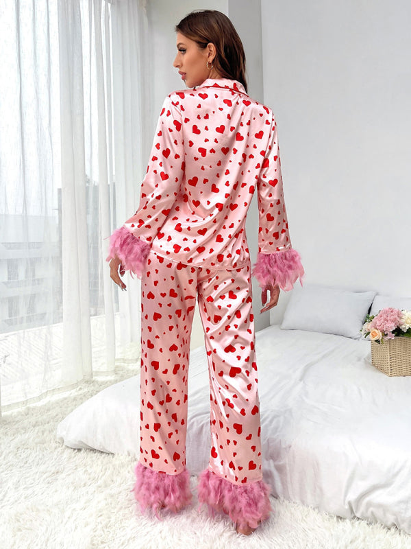 Valentine's Day Sweet Love Print Casual Suit Pajamas kakaclo