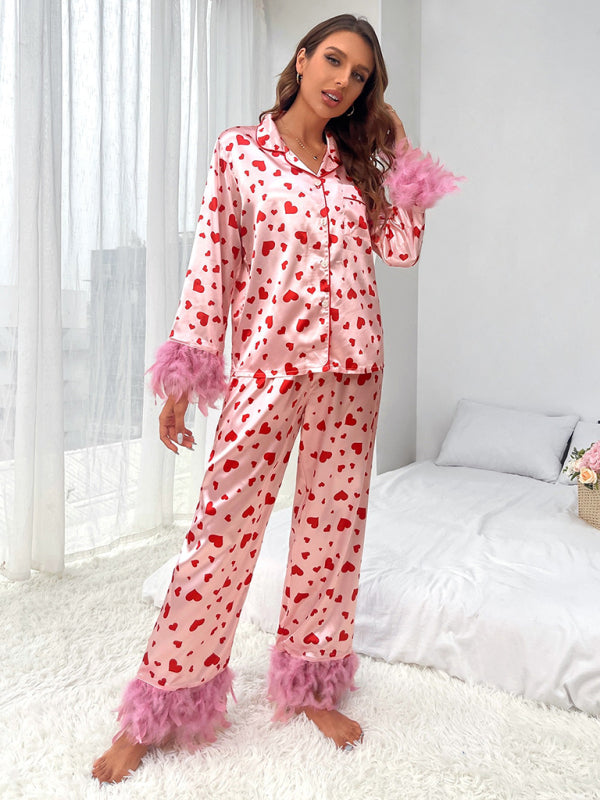 Valentine's Day Sweet Love Print Casual Suit Pajamas kakaclo