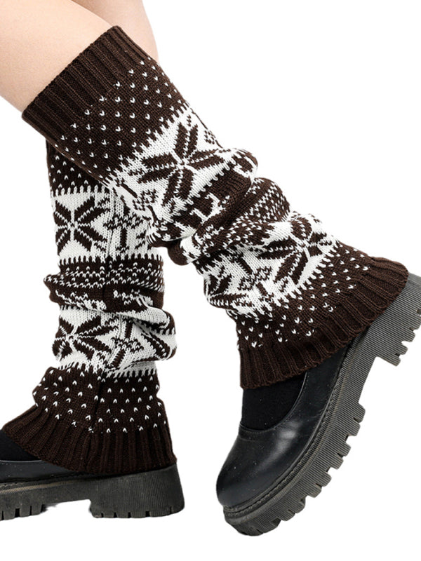 Blue Zone Planet |  Women's Christmas Snowflake Fawn Foot Cover Pile Pile Socks kakaclo