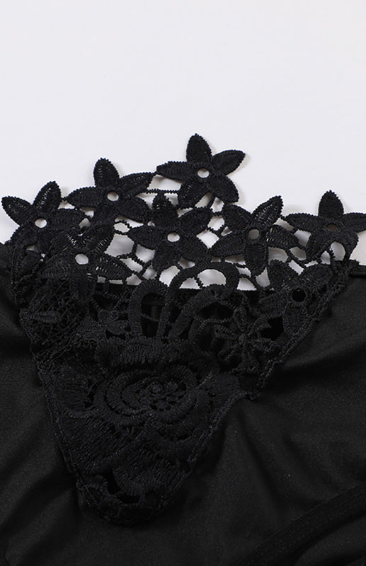 Blue Zone Planet | Spaghetti Straps Crochet Lace Hollow Out Bra Thong Lingerie Set-TOPS / DRESSES-[Adult]-[Female]-2022 Online Blue Zone Planet