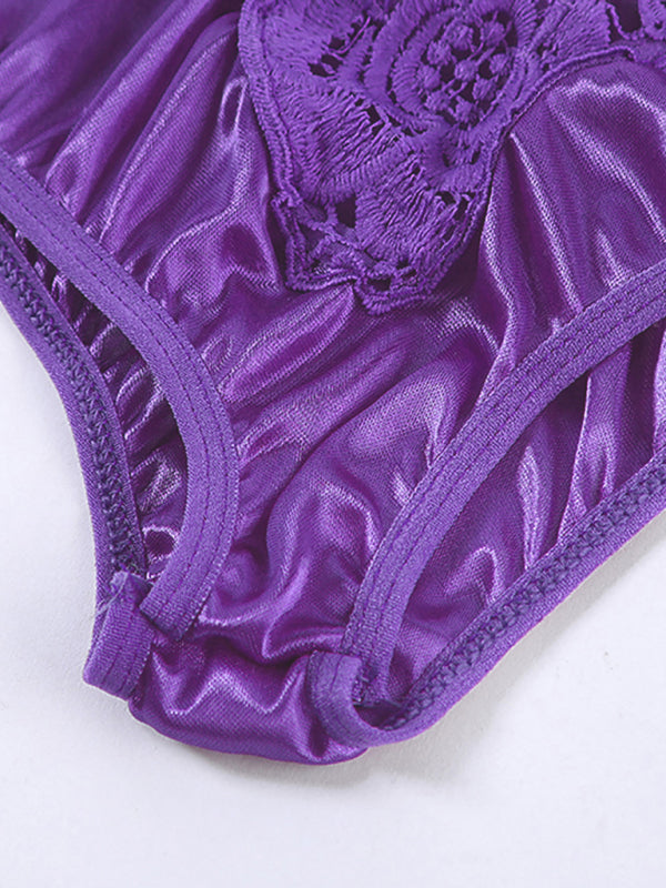 Blue Zone Planet | Spaghetti Straps Crochet Lace Hollow Out Bra Thong Lingerie Set-TOPS / DRESSES-[Adult]-[Female]-2022 Online Blue Zone Planet