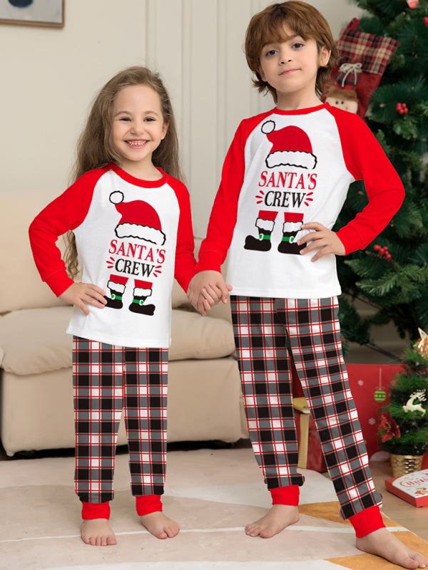 New Christmas parent-child set deer head print home clothes plaid two-piece pajamas-TOPS / DRESSES-[Adult]-[Female]-2022 Online Blue Zone Planet