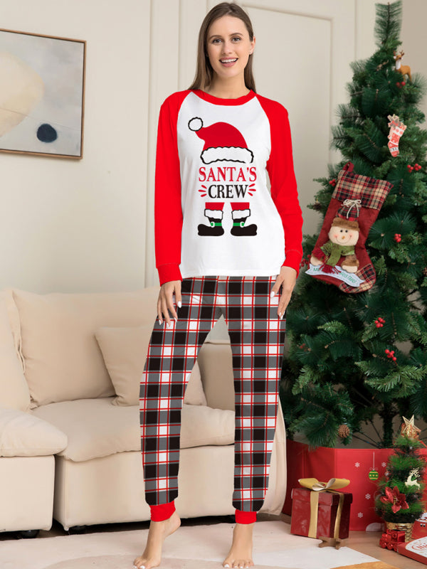 New Christmas parent-child set deer head print home clothes plaid two-piece pajamas-TOPS / DRESSES-[Adult]-[Female]-2022 Online Blue Zone Planet