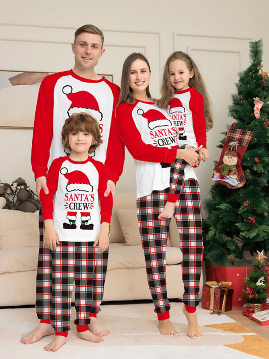 New Christmas parent-child set deer head print home clothes plaid two-piece pajamas-TOPS / DRESSES-[Adult]-[Female]-Photo Color-S-2022 Online Blue Zone Planet