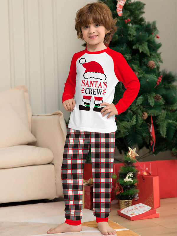 New Christmas parent-child set deer head print home clothes plaid two-piece pajamas-TOPS / DRESSES-[Adult]-[Female]-2022 Online Blue Zone Planet