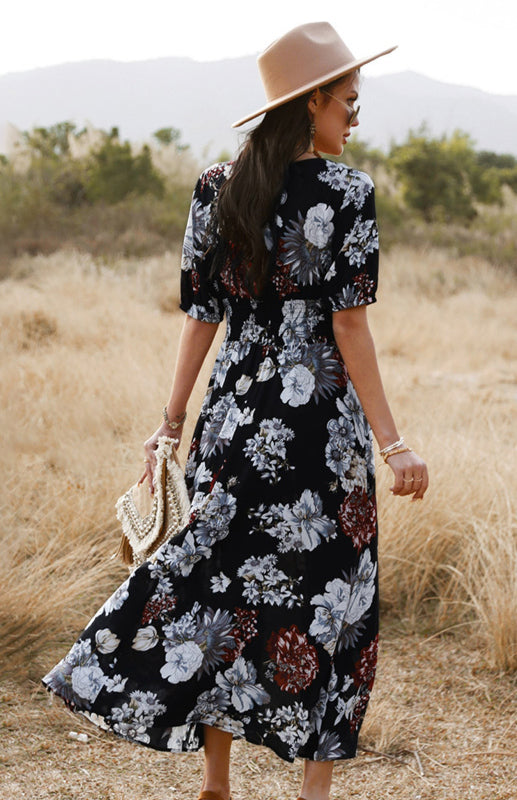 Women's Printed Waist Slimming Dress BLUE ZONE PLANET
