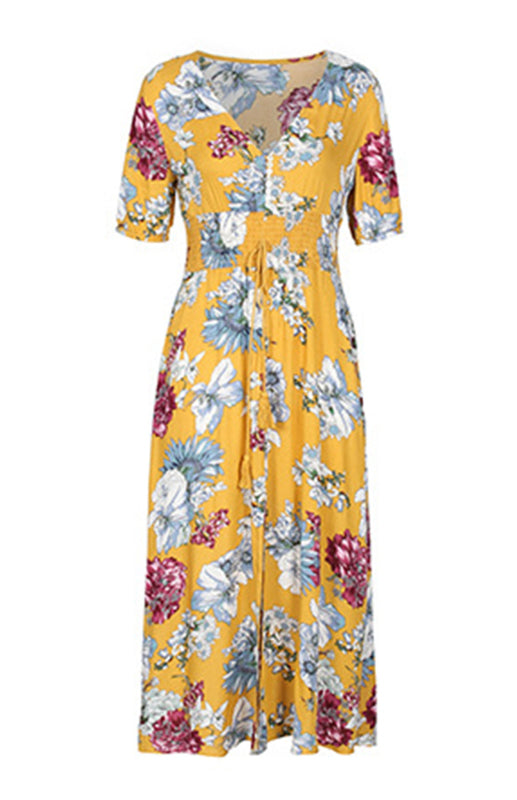 Women's Printed Waist Slimming Dress BLUE ZONE PLANET