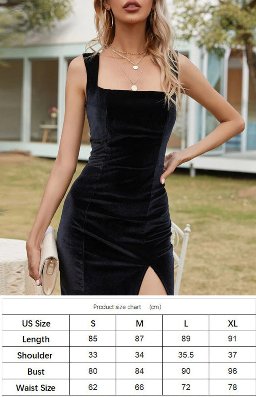 Blue Zone Planet |  Sexy Open Square Neck Package Hip Dress Slim Temperament Dress kakaclo