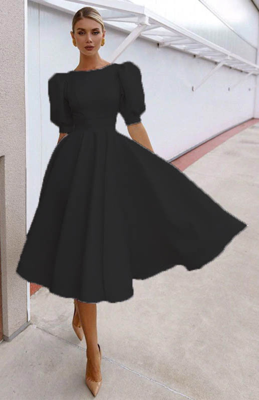 Blue Zone Planet |  Fashion Solid Color Slim Fit Sexy Big Swing Dress kakaclo