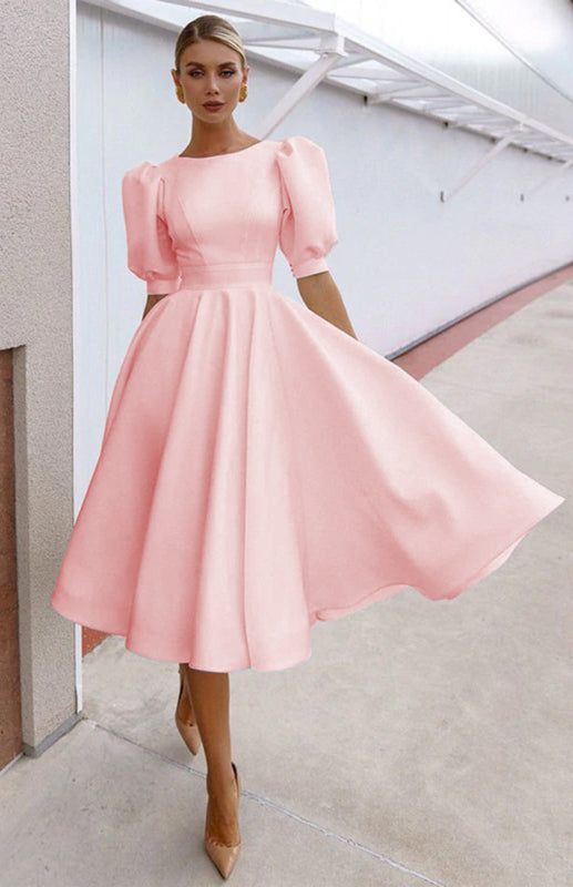 Blue Zone Planet |  Fashion Solid Color Slim Fit Sexy Big Swing Dress kakaclo