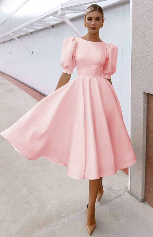 Blue Zone Planet |  Fashion Solid Color Slim Fit Sexy Big Swing Dress kakaclo