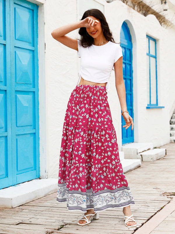 Ladies Casual Fashion Boho Print Skirt-TOPS / DRESSES-[Adult]-[Female]-2022 Online Blue Zone Planet