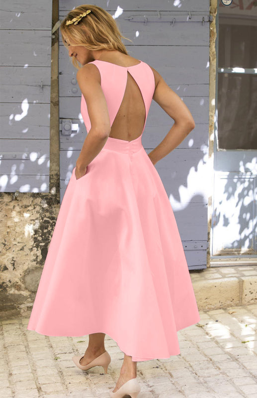 Blue Zone Planet |  Fashionable New Solid Color Backless Dress kakaclo