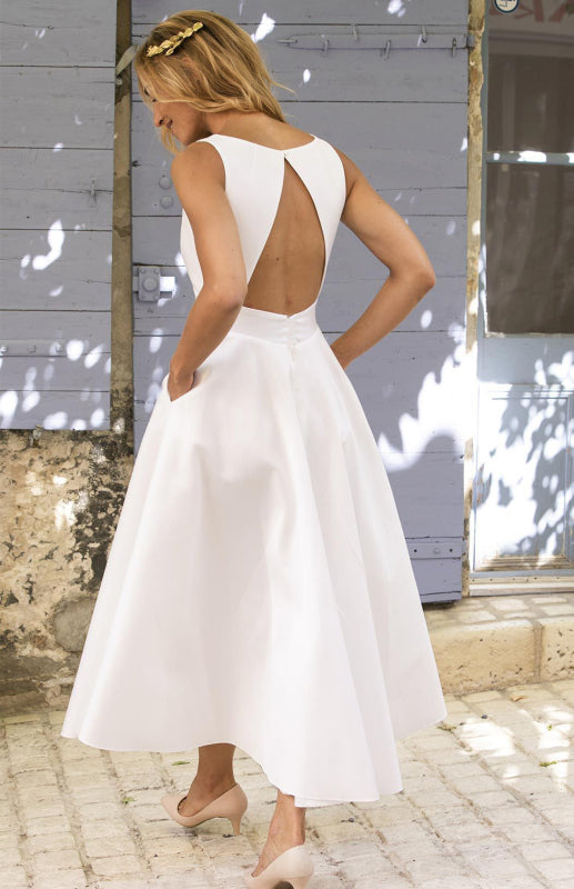 Blue Zone Planet |  Fashionable New Solid Color Backless Dress kakaclo