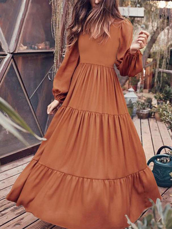 long sleeve maxi swing dress Zone Planet | Autumn Temperament Women'S Large Swing Dress