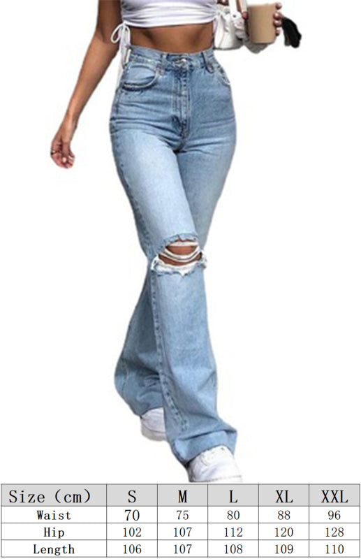 Women's Fashion Wide Leg Flared Jeans-[Adult]-[Female]-2022 Online Blue Zone Planet