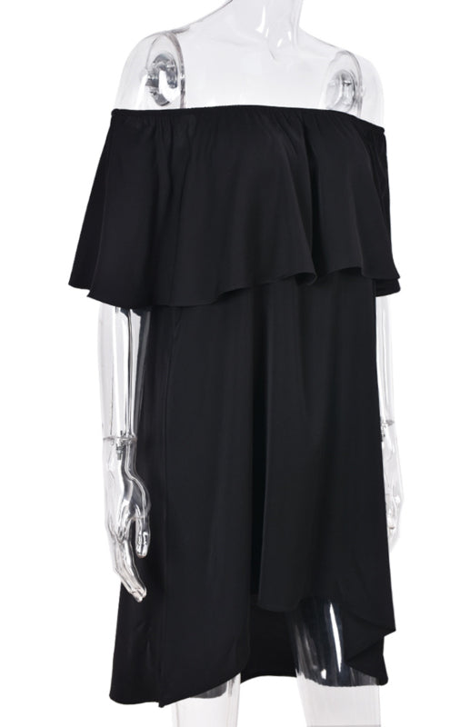 Loose-Fitting One-Word Flounces Cuff Dress BLUE ZONE PLANET