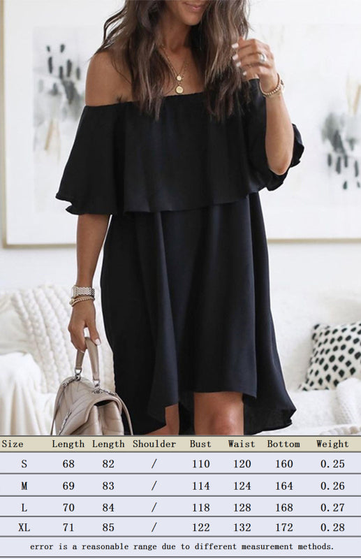 Loose-Fitting One-Word Flounces Cuff Dress BLUE ZONE PLANET