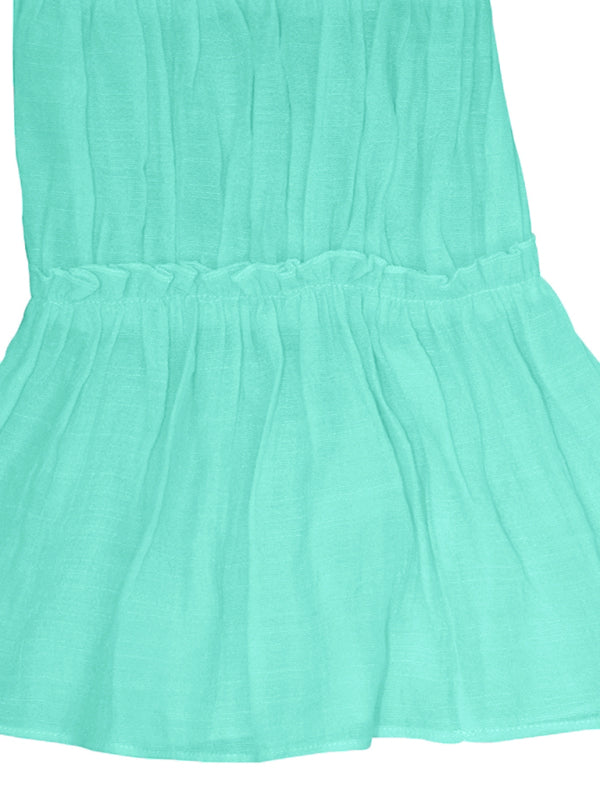 Slub Cotton Flared Sleeve One-Line Neck Top BLUE ZONE PLANET