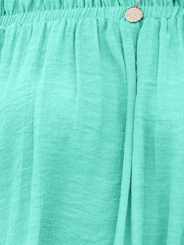 Slub Cotton Flared Sleeve One-Line Neck Top BLUE ZONE PLANET